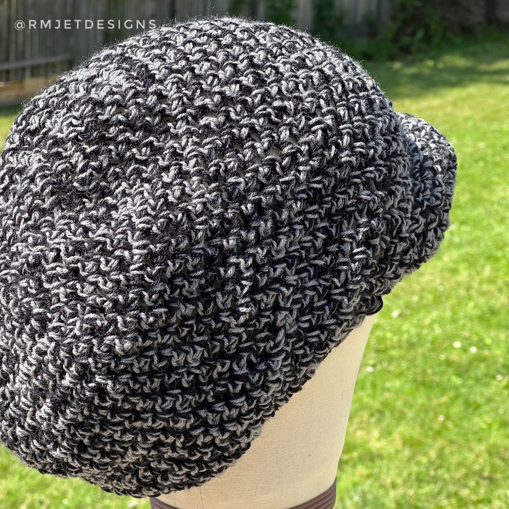 Black Gray Tam Dreadlock Extra Slouchy Hat Hippie Beanie Hat Handmade